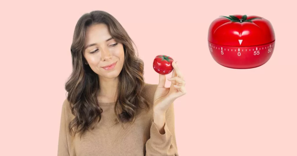 A woman with pomodoro timer